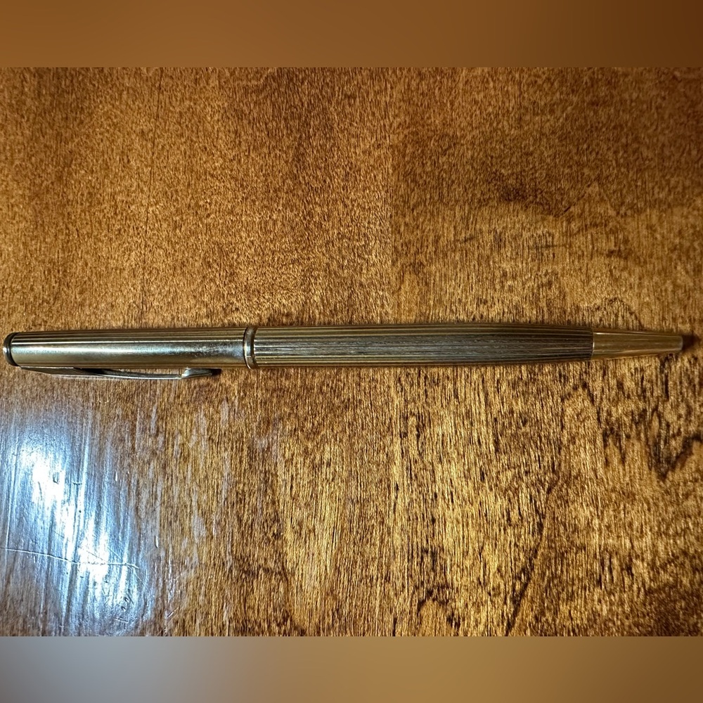 Parker Insignia Prestige Ballpoint Pen Gold Plated Ribbed Cicele Pattern - Picture 9 of 11